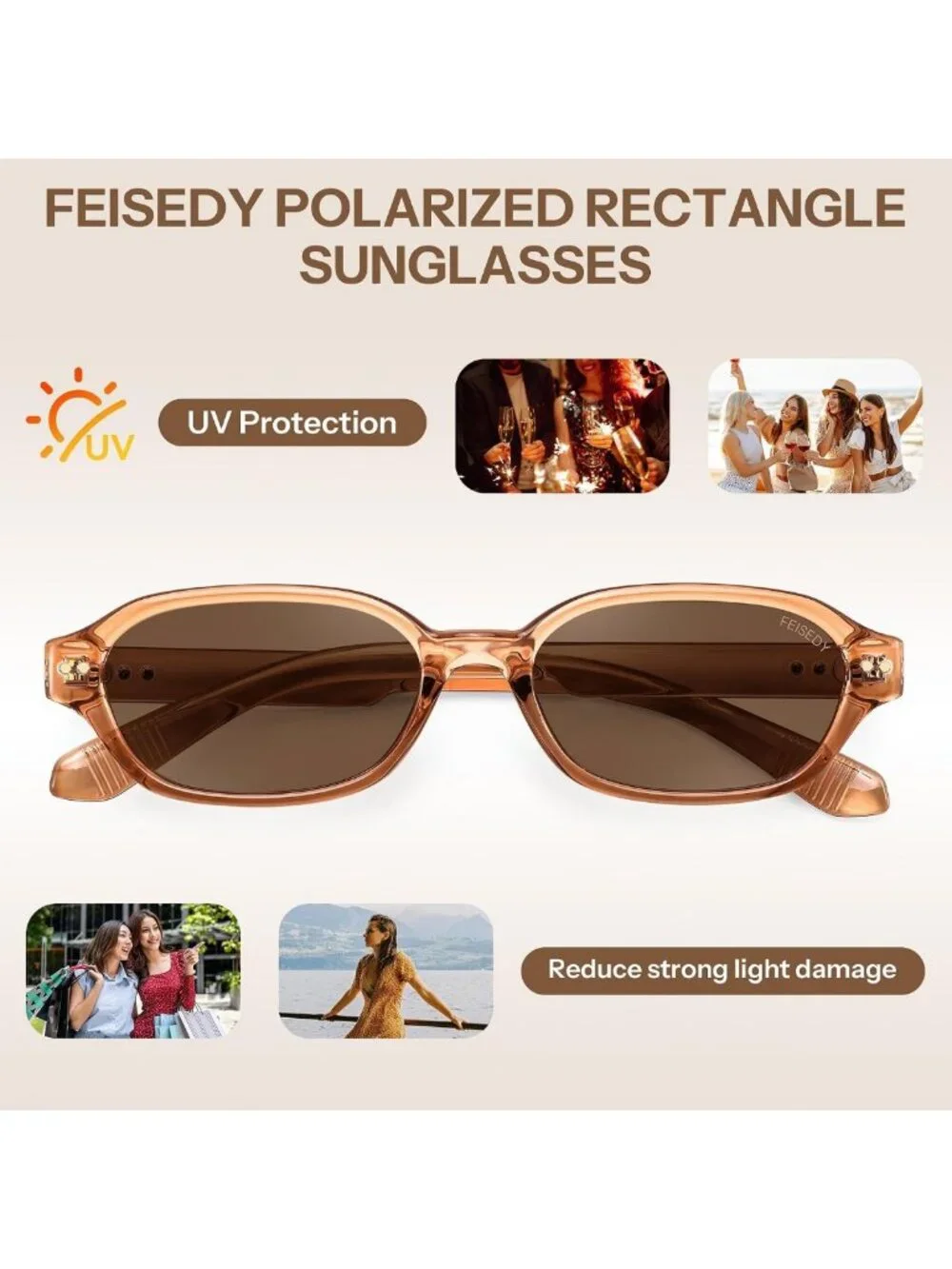 Retro Polarized Rectangle Sunglasses for Women & Men | Y2K 90s Style Sunnies